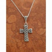 Sterling Silver Woven Cross on 18 in. Sterling Silver Chain