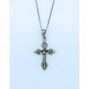 Sterling Silver Necklace, Pointed End Crucifix, 18 in. Sterling Silver Chain