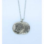 Sterling Silver Necklace, St. Francis Medal w/ St. Francis Prayer Inside, 18 in. Sterling Silver Chain