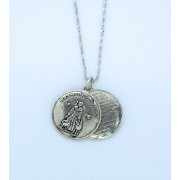 Sterling Silver Necklace, St. Francis Medal w/ St. Francis Prayer Inside, 18 in. Sterling Silver Chain