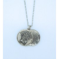 Sterling Silver Necklace, St. Francis Medal w/ St. Francis Prayer Inside, 18 in. Sterling Silver Chain