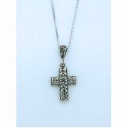 Sterling Silver Necklace, Filigree Cross, 18 in. Sterling Silver Chain
