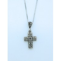 Sterling Silver Necklace, Filigree Cross, 18 in. Sterling Silver Chain