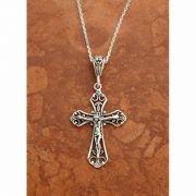 Sterling Silver Filigree Crucifix on 18 in. Sterling Silver Chain