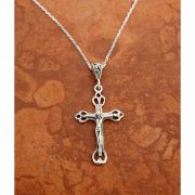 Sterling Silver Cut Out Crucifix on 18 in. Sterling Silver Chain