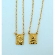 14k Gold Plated Sterling Silver Scapular, Gold-Filled Chain
