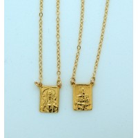 14k Gold Plated Sterling Silver Scapular, Gold-Filled Chain