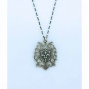Sterling Silver Necklace, Fleur de Lis Medal, 18 in. Sterling Silver Chain