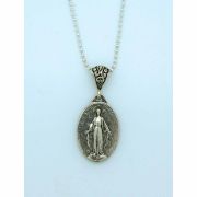 Sterling Silver Necklace, Miraculous Medal, 18 in. Sterling Silver Chain