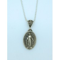 Sterling Silver Necklace, Miraculous Medal, 18 in. Sterling Silver Chain