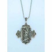 Sterling Silver Necklace, Extra Large St. Michael, Cristo Rey, 24 in. Sterling Silver Chain