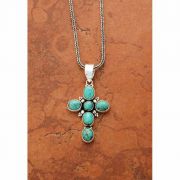 Sterling Silver and Turquoise Cross on Sterling Silver Chain
