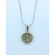 Sterling Silver Necklace, St. Christopher Medal, 18 in. Sterling Silver Chain