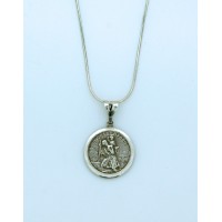 Sterling Silver Necklace, St. Christopher Medal, 18 in. Sterling Silver Chain