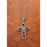 Sterling Silver and Garnet Cross on Sterling Silver Chain