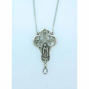 Sterling Silver Necklace, Filigree Our Lady of Guadalupe w/ Crystal, 18 in. Sterling Silver Chain