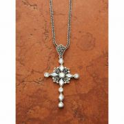 Sterling Silver and Mother of Pearl Cross on Sterling Silver Chain