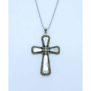 Sterling Silver Necklace, Mother of Pearl Cross, 18 in. Sterling Silver Chain