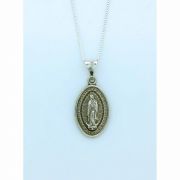 Sterling Silver Necklace, Guadalupe, 1 in. Medal, 18 in. Sterling Silver Chain