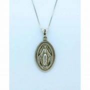 Sterling Silver Necklace, Miraculous Medal, 1 1/4 in. Medal, 18 in. Sterling Silver Chain