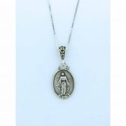 Sterling Silver Necklace, Miraculous Medal, 3/4 in. Medal, 18 in. Sterling Silver Chain