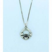 Sterling Silver Necklace, Tiny Claddagh, 16 in. Sterling Silver Chain
