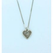 Sterling Silver Necklace, Tiny Filigree Heart, 16 in. Sterling Silver Chain
