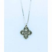 Sterling Silver Necklace, Small Four Way Cross, 16 in. Sterling Silver Chain
