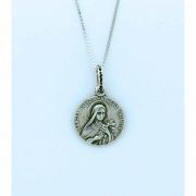 Sterling Silver Necklace, Round St. Teresa, 3/4 in. Medal, 18 in. Sterling Silver Chain