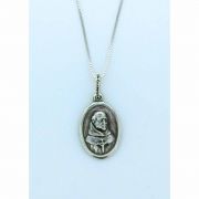 Sterling Silver Necklace, Oval Father Serra, 7/8 in. Medal, 18 in. Sterling Silver Chain