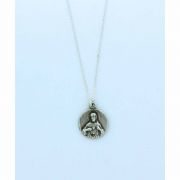 Sterling Silver Necklace, Tiny Round Scapular Medal, 16 in. Sterling Silver Chain