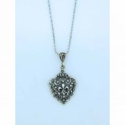 Sterling Silver Necklace, Fleur de Lis on Heart, 18 in. Sterling Silver Chain