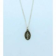 Sterling Silver Necklace, Tiny Miraculous Medal, 16 in. Sterling Silver Chain