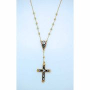 Sterling Silver Vermeil Necklace, Pink Mosaic Cross and Center, 18 in. Sterling Silver Vermeil Chain
