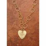Gold Over Sterling Silver Hammered Heart w/ Cross on Vermeil, Circle Link Chain