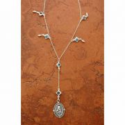 Sterling Silver Our Lady of Perpetual Help Medal on Sterling Silver Chain w/ Blue Crystals