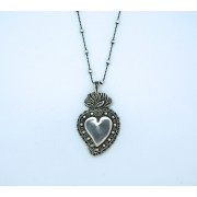 Sterling Silver Necklace, Flaming Heart, 18 in. Sterling Silver Bead Chain