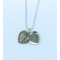 Sterling Silver Necklace, Miraculous Medal Heart w/ Our Father Prayer, 18 in. Sterling Silver Chain