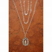 Sterling Silver Our Lady of Grace Medal on Sterling Silver Triple Chain