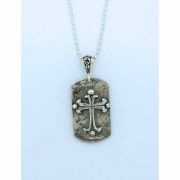 Sterling Silver Dog Tag Cross on Sterling Silver Chain