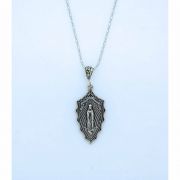 Sterling Silver Madonna/Sacred Heart Medal on Sterling Silver Chain