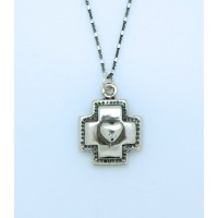 Sterling Silver Cross w/ Heart on Sterling Silver Chain