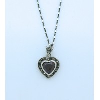 Sterling Silver Heart w/ Garnet on Sterling Silver Chain