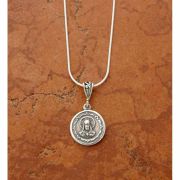 Sterling Silver Sacred Heart / Guadalupe Medal on Sterling Silver Chain