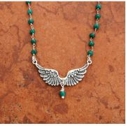 Sterling Silver Angel Wings on Emerald Chain