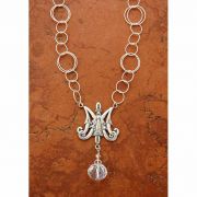 Sterling Silver Ave Maria on Sterling Silver Circle Link Chain w/ Crystal