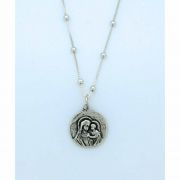 Sterling Silver Madonna & Child Medal on Sterling Silver Chain