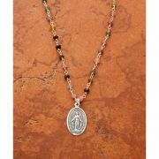 Sterling Silver Miraculous Medal on Tourmaline Chain