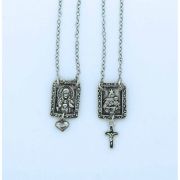 Sterling Silver Scapular w/ Cross & Heart, 11/16 in. Medals