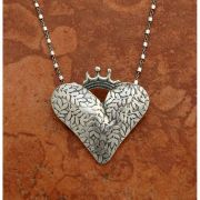 Sterling Silver Heart w/ Crown on Sterling Silver Chain